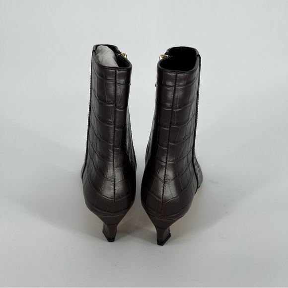 MICHAEL Michael Kors Cosmo Croc Embossed Kitten Heel boots chocolate brown - 9 - Picture 8 of 13